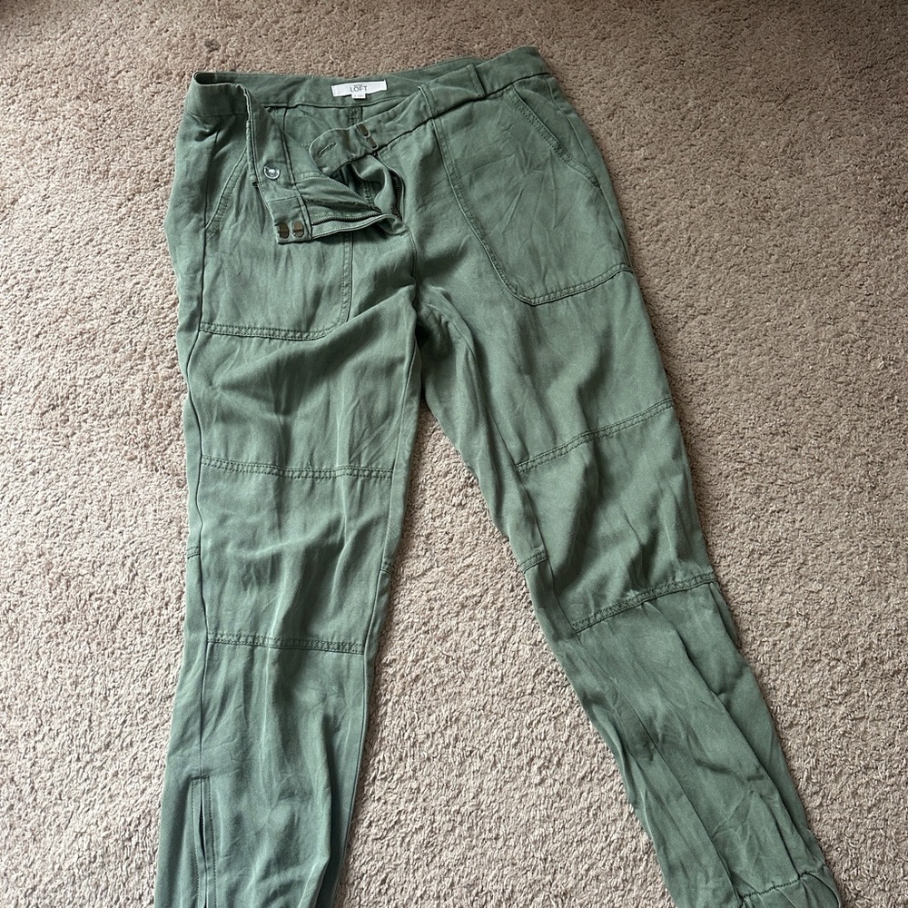 Loft Green Cargo Jogger Pants